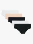 John Lewis Cotton Blend Short Knickers, Pack of 5, White/Almond/Black