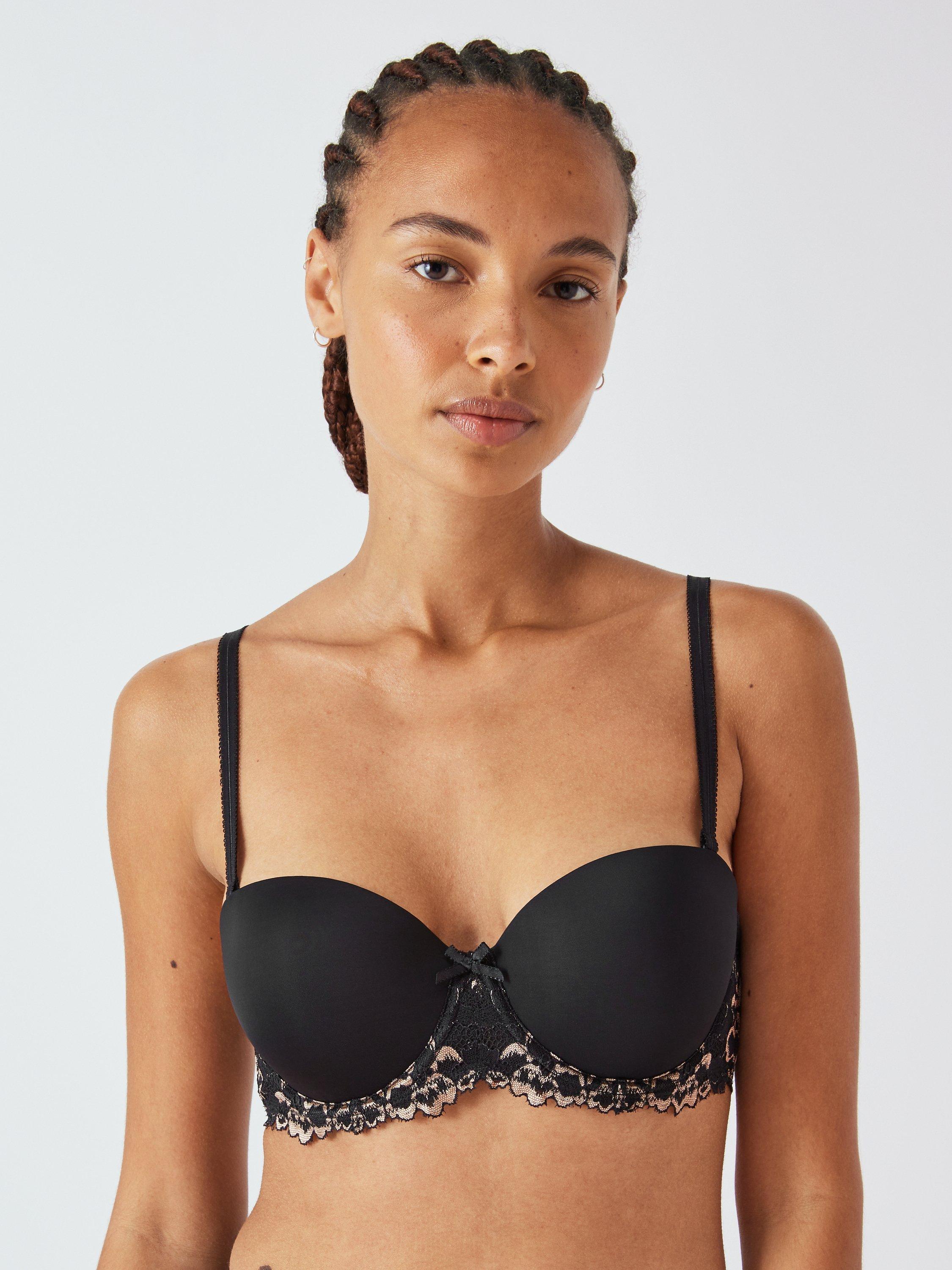 Product image 1 of 6, which shows John Lewis Albany Lace Cradle Multiway Strapless Bra, Black, 30F