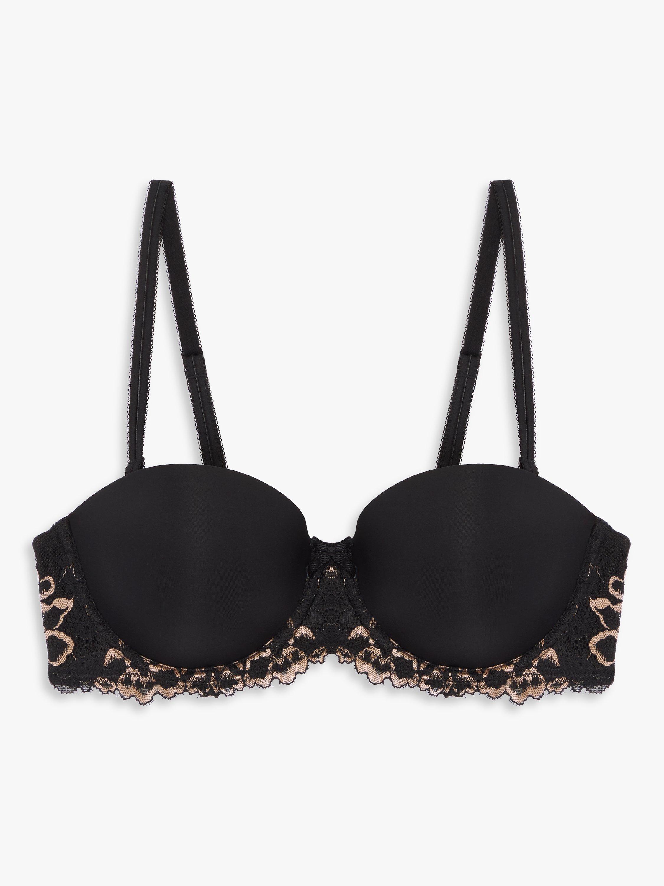 Product image 4 of 6, which shows John Lewis Albany Lace Cradle Multiway Strapless Bra, Black, 30F