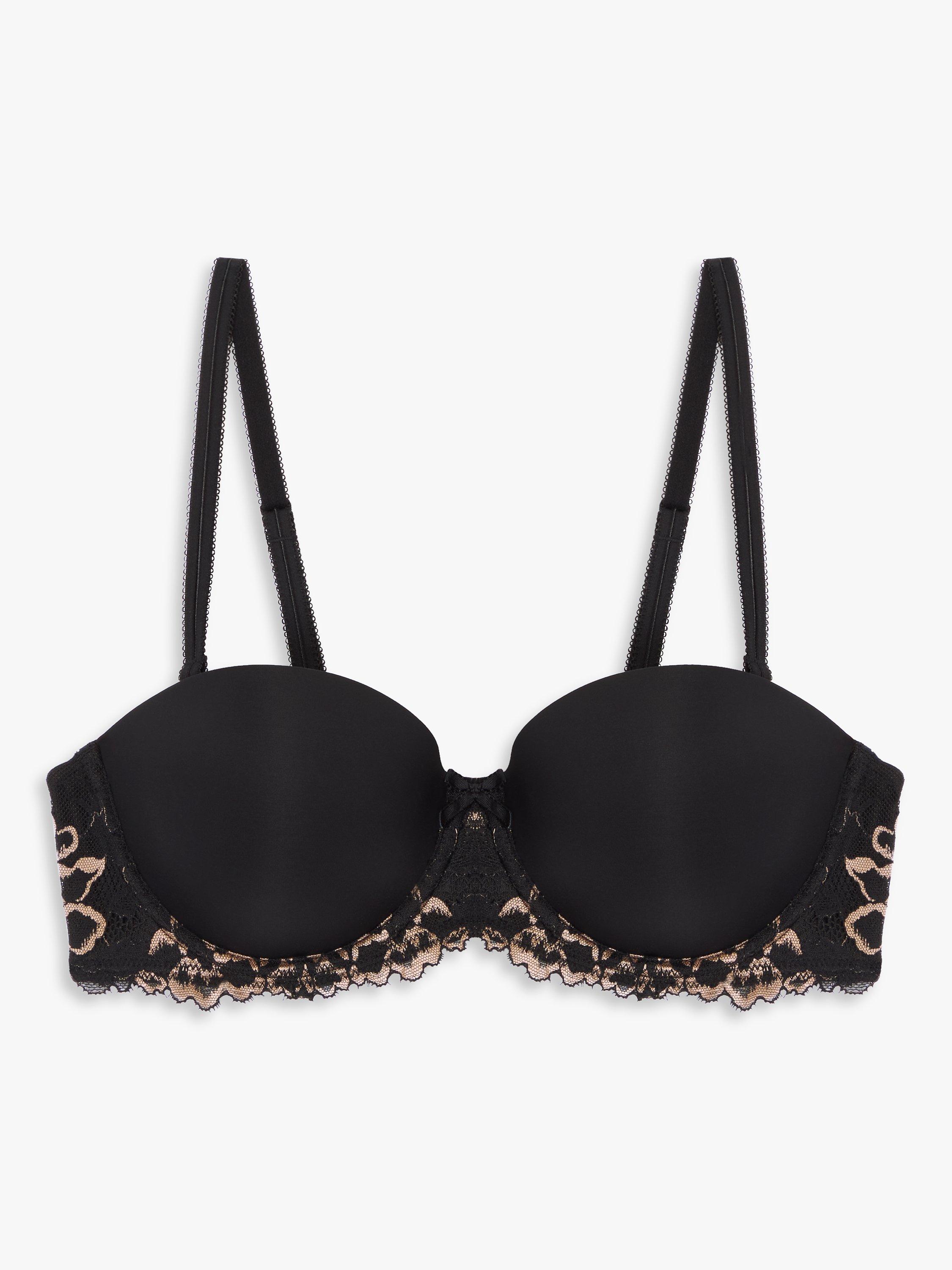 John Lewis Albany Lace Cradle Multiway Strapless Bra, Black, 34DD