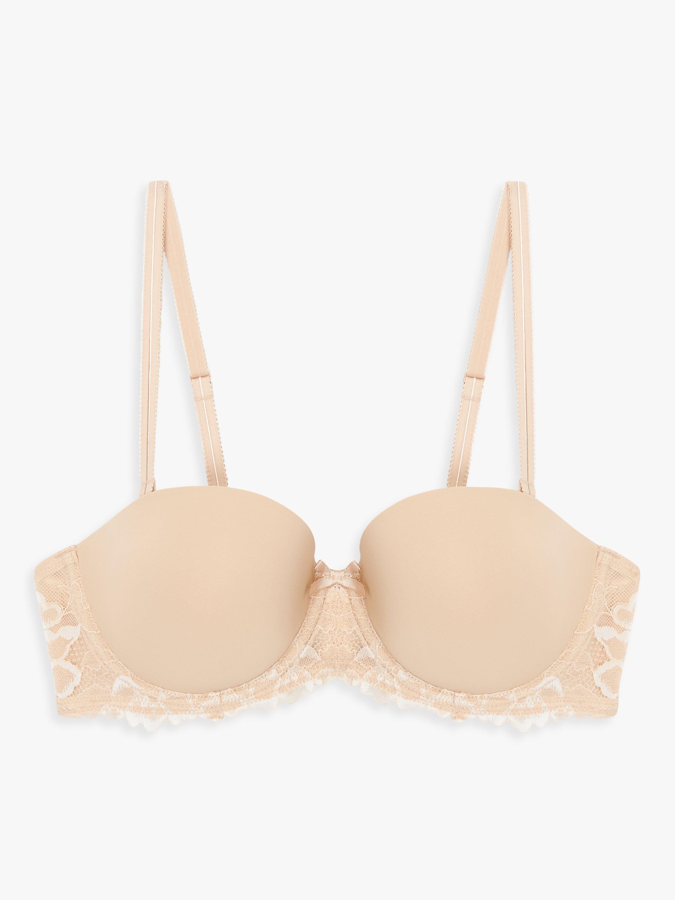 Product image 4 of 6, which shows John Lewis Albany Lace Cradle Multiway Strapless Bra, Almond, 30DD