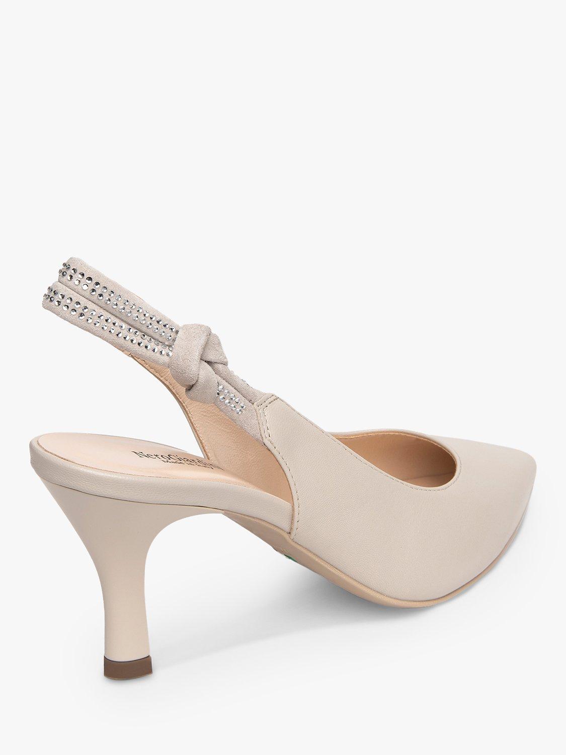 Product image 3 of 4, which shows NeroGiardini Leather Diamante Slingback Court Shoes, Beige, 3