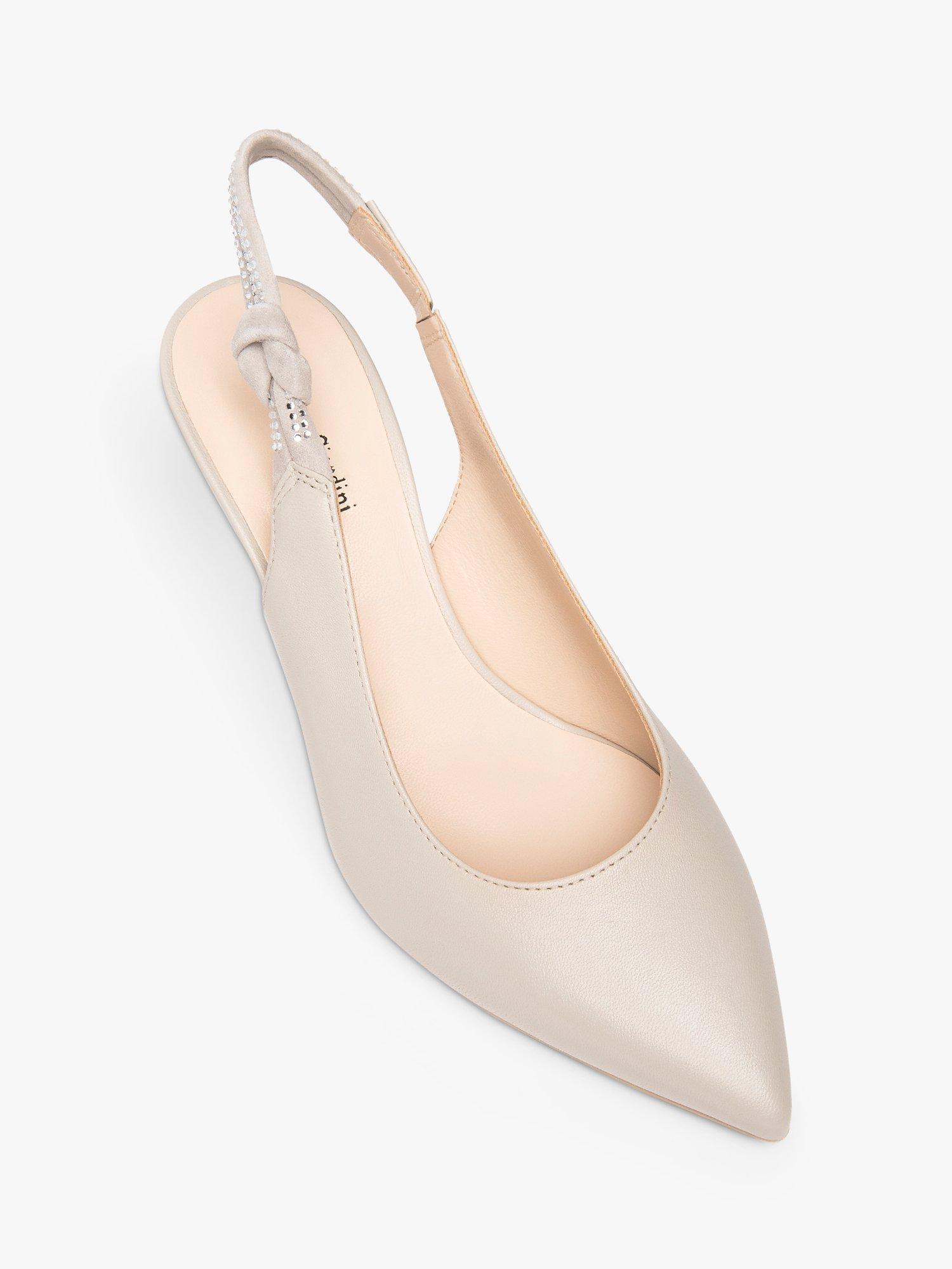 Product image 4 of 4, which shows NeroGiardini Leather Diamante Slingback Court Shoes, Beige, 3