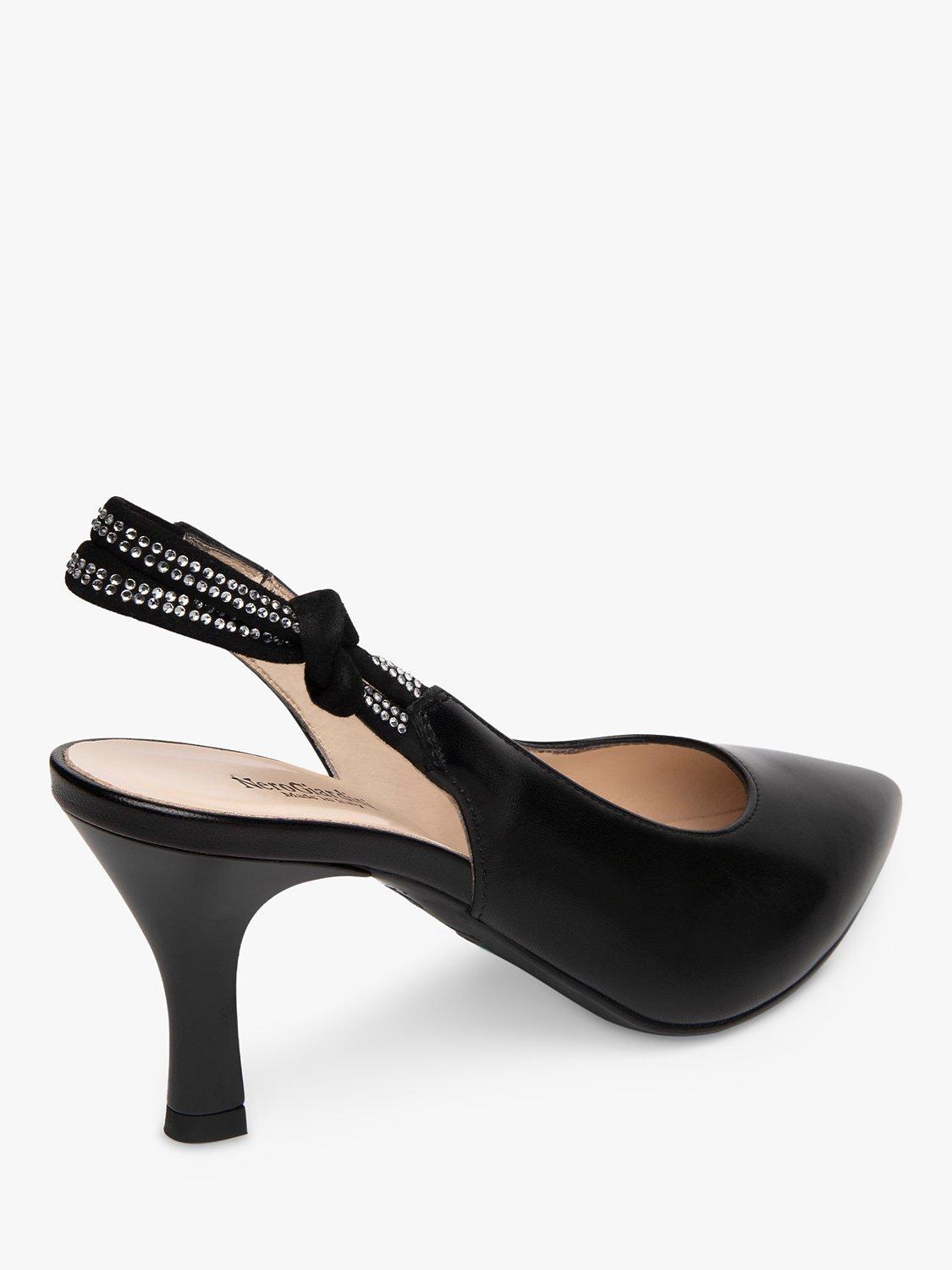 Product image 3 of 4, which shows NeroGiardini Leather Diamante Slingback Court Shoes, Black, 3