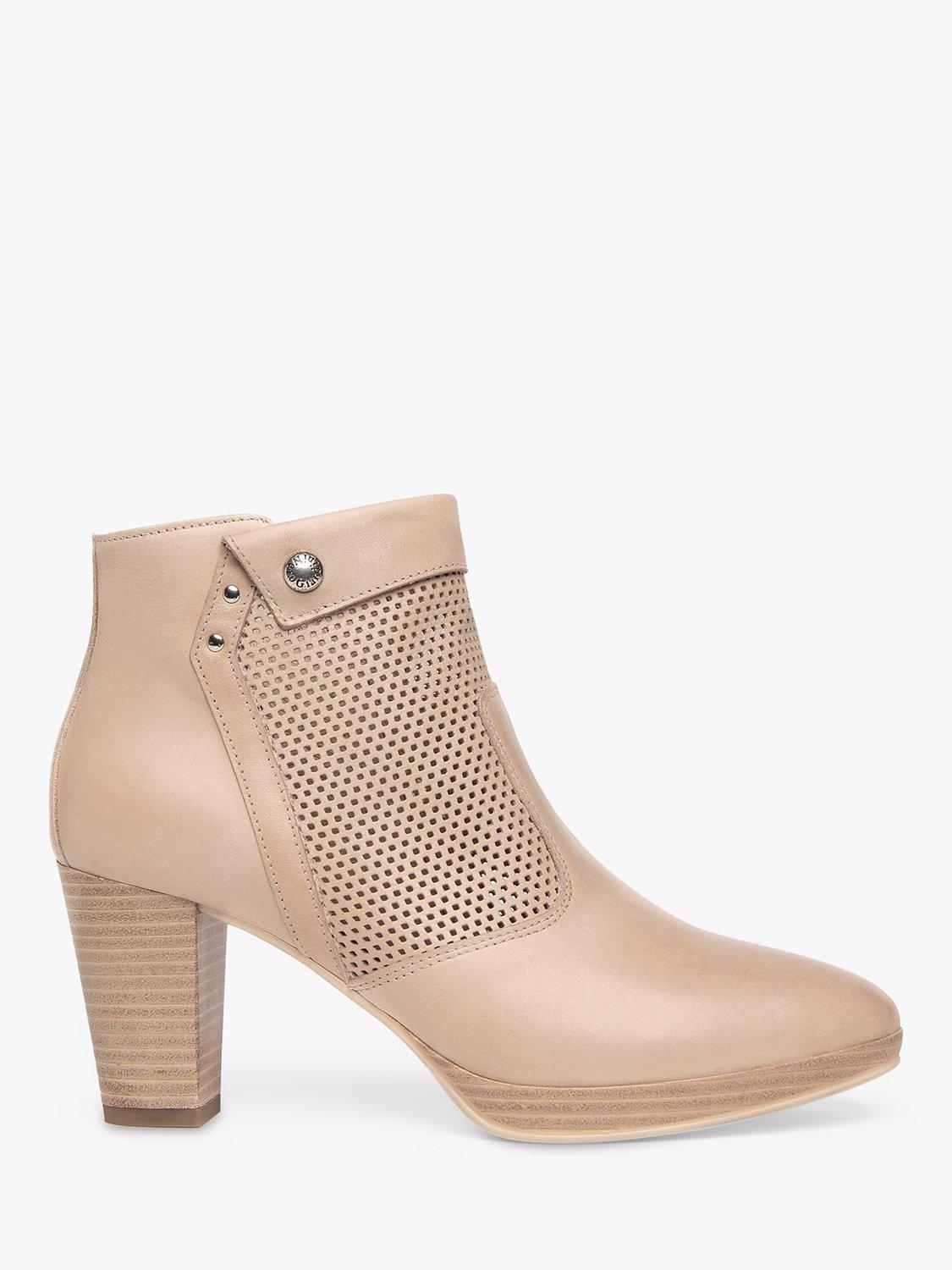 NeroGiardini Leather Block Heel Ankle Boots, Champagne