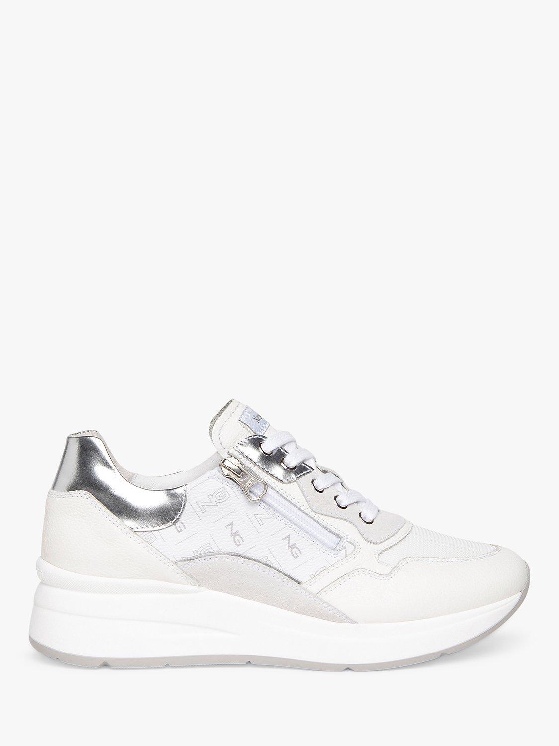 NeroGiardini Leather Platform Logo Trainers, White