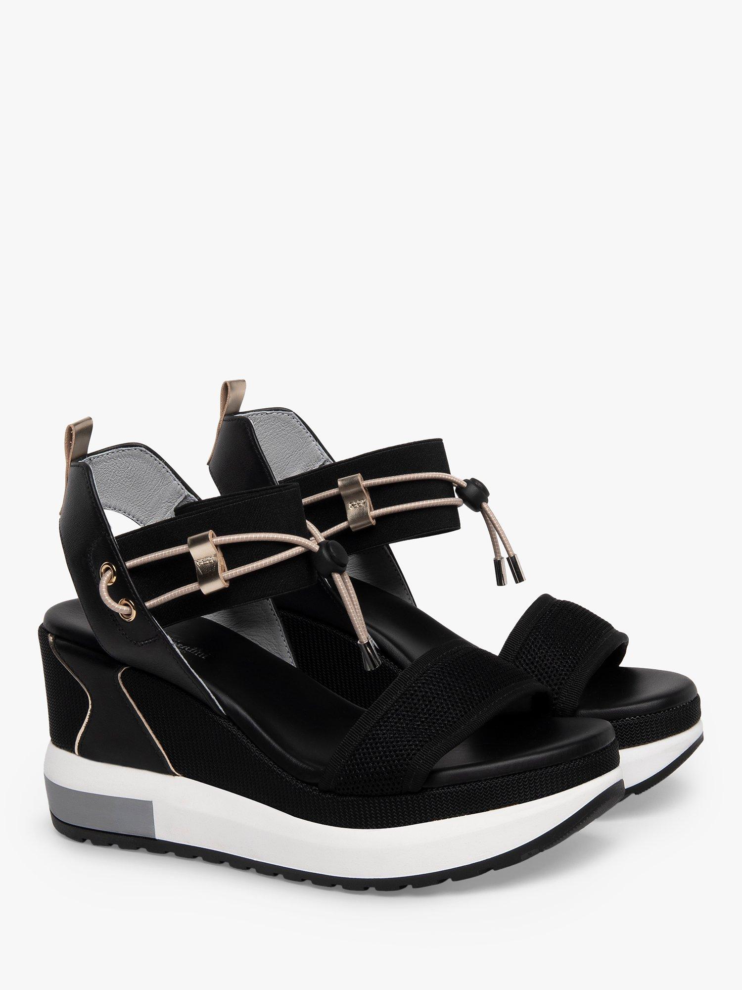 Product image 2 of 4, which shows NeroGiardini Leather Sports Wedge Sandals, Black, 2