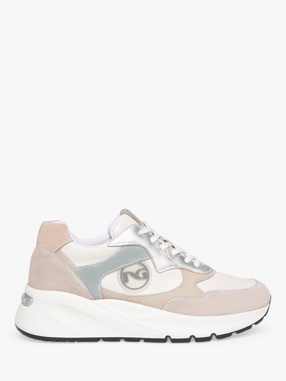 NeroGiardini Leather and Suede Wedge Heel Trainers, Grey