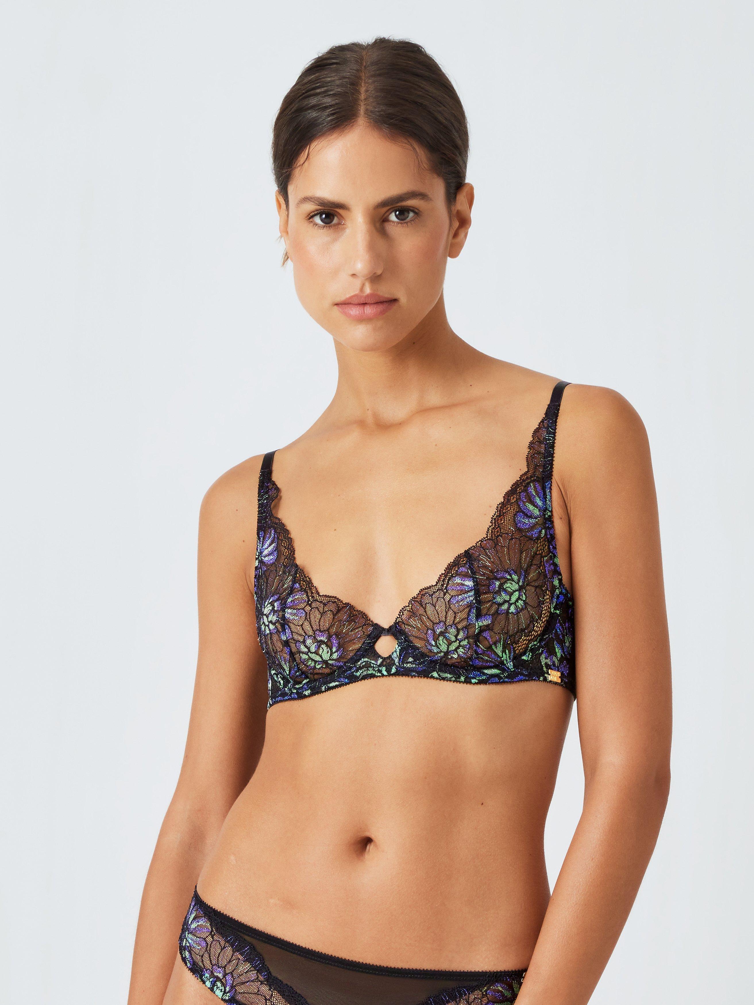 AND/OR Brooklyn Demi Cup Bra, B-F Cup Sizes, Black/Blue