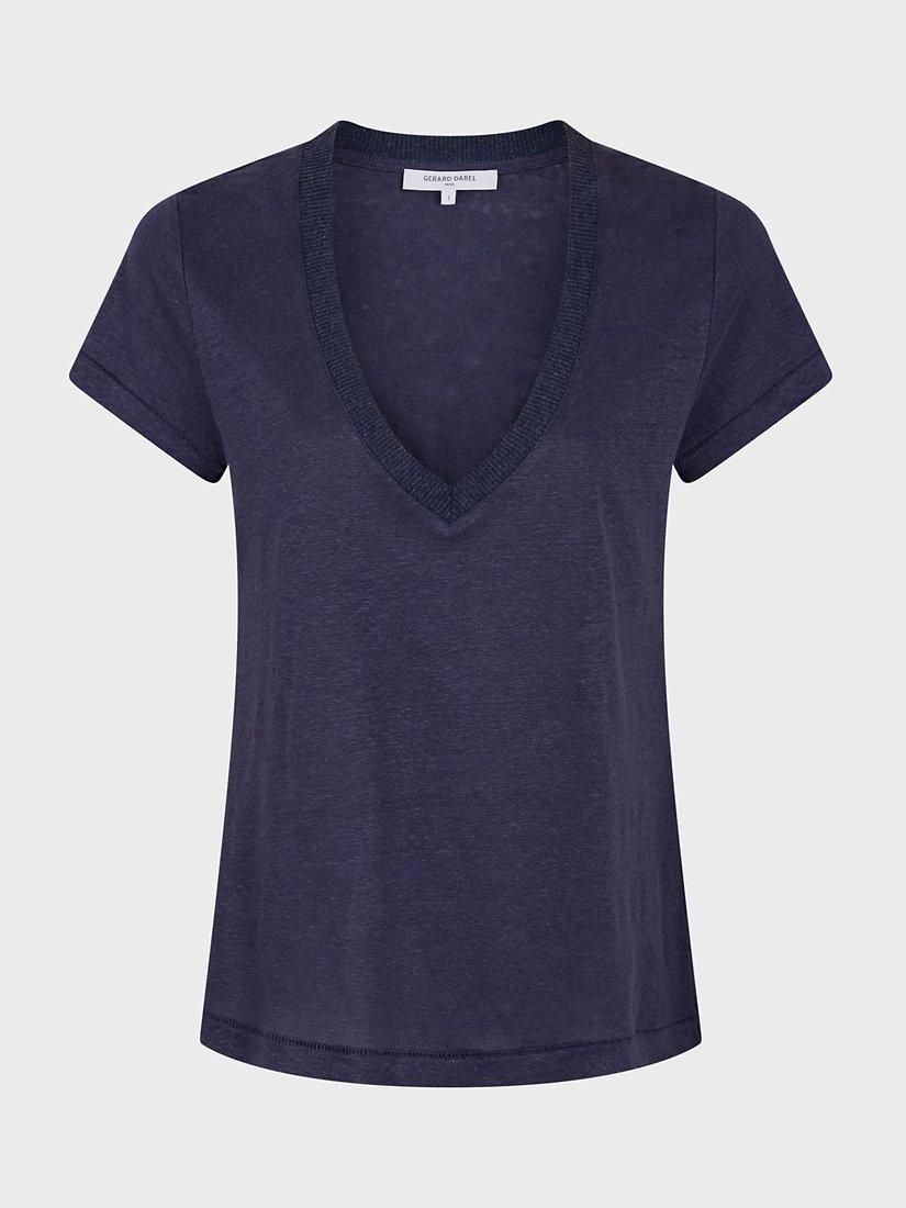 Gerard Darel Appolon Linen T-Shirt, Navy