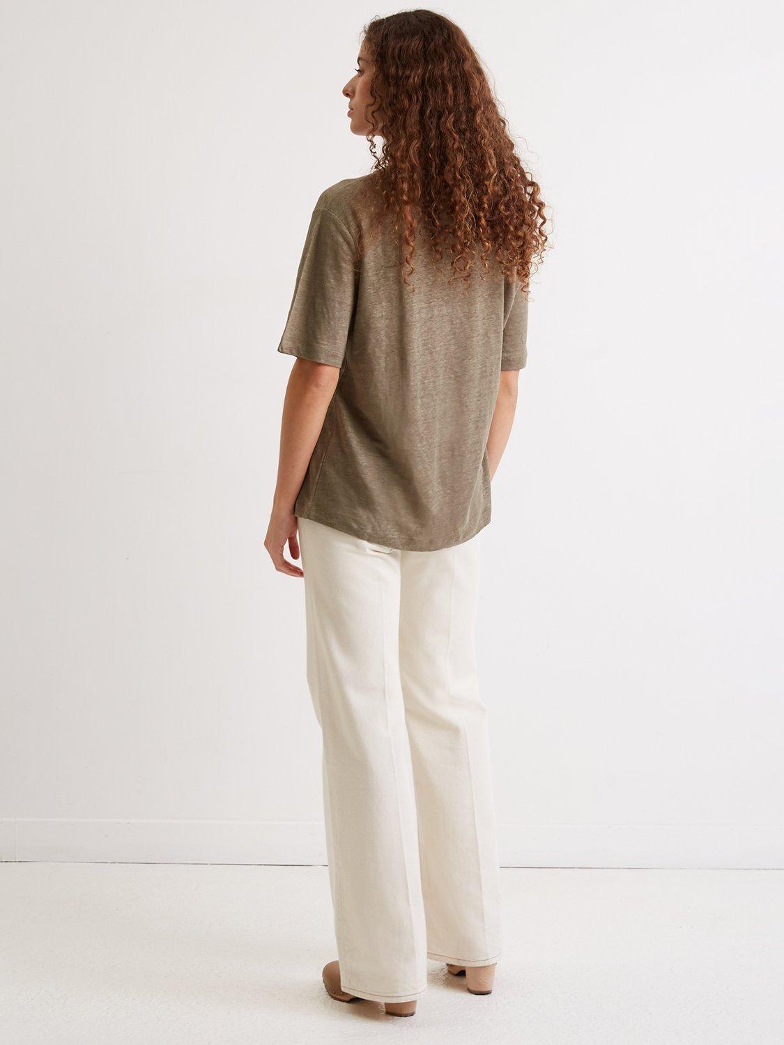 Gerard Darel Agnes Linen T-Shirt, Khaki Green, 6
