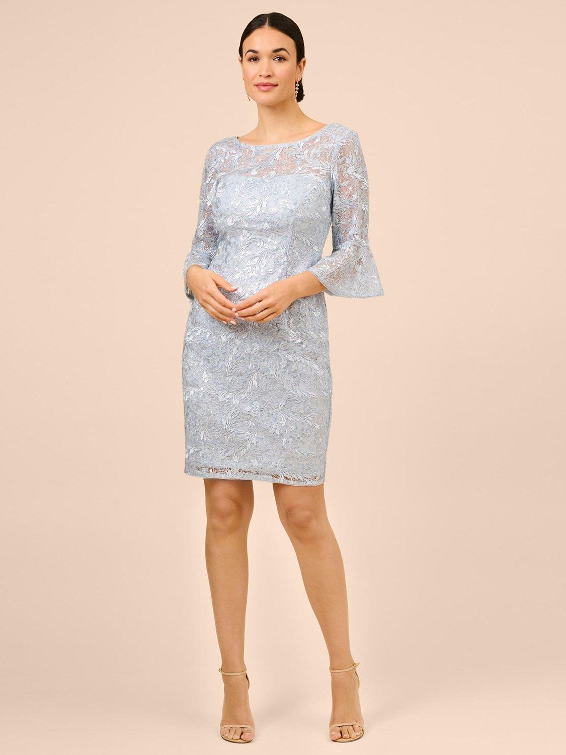 Adrianna Papell Sequin Guipure Lace Sheath Dress, Skyway