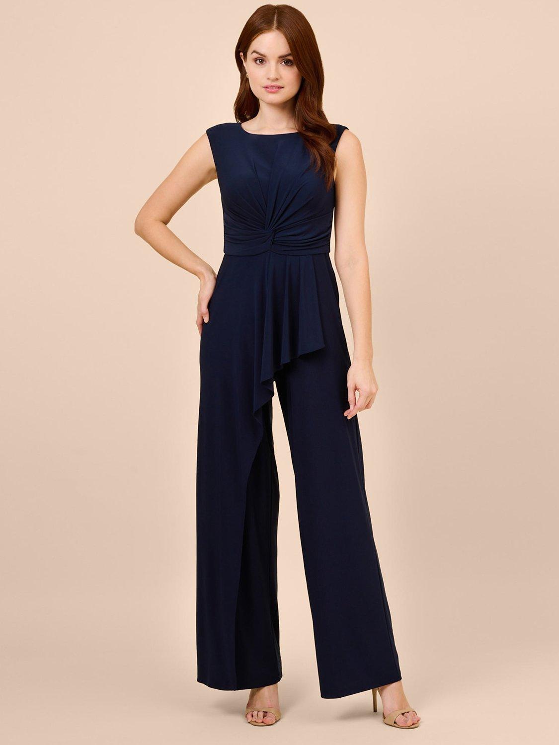 Adrianna Papell Jersey Draped Jumpsuit, Midnight