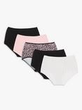 John Lewis Plain and Printed Full Briefs, Pack of 5, Mono Spot/Animal