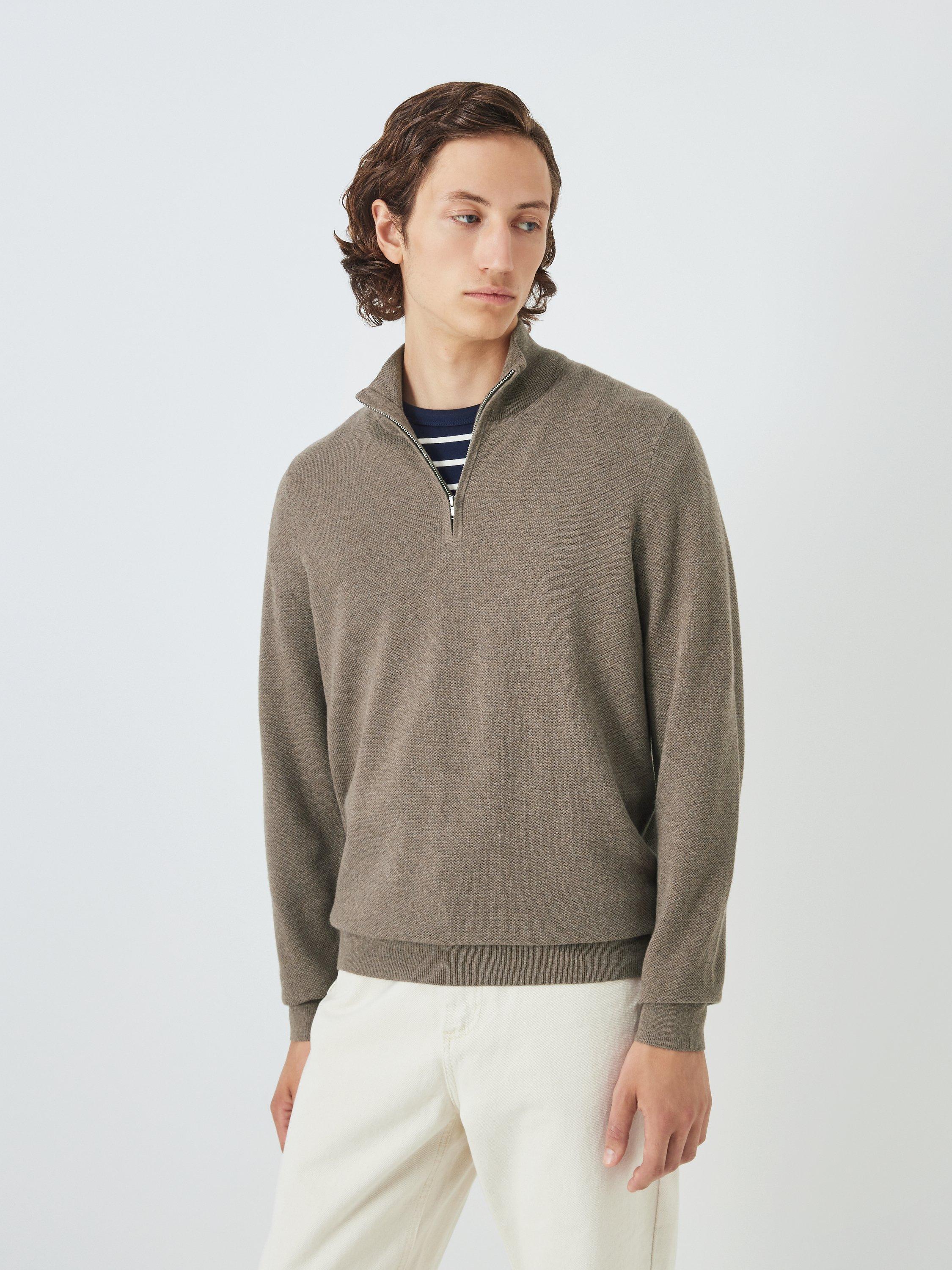 John Lewis Half Zip Cotton Cashmere Blend Jumper