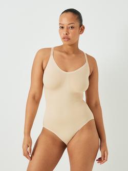 John Lewis Power Seam Free Firm Control Bodysuit, Almond