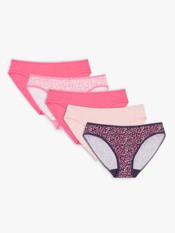 John Lewis Cotton Bikini Briefs, Pack of 5, Pink/Multi