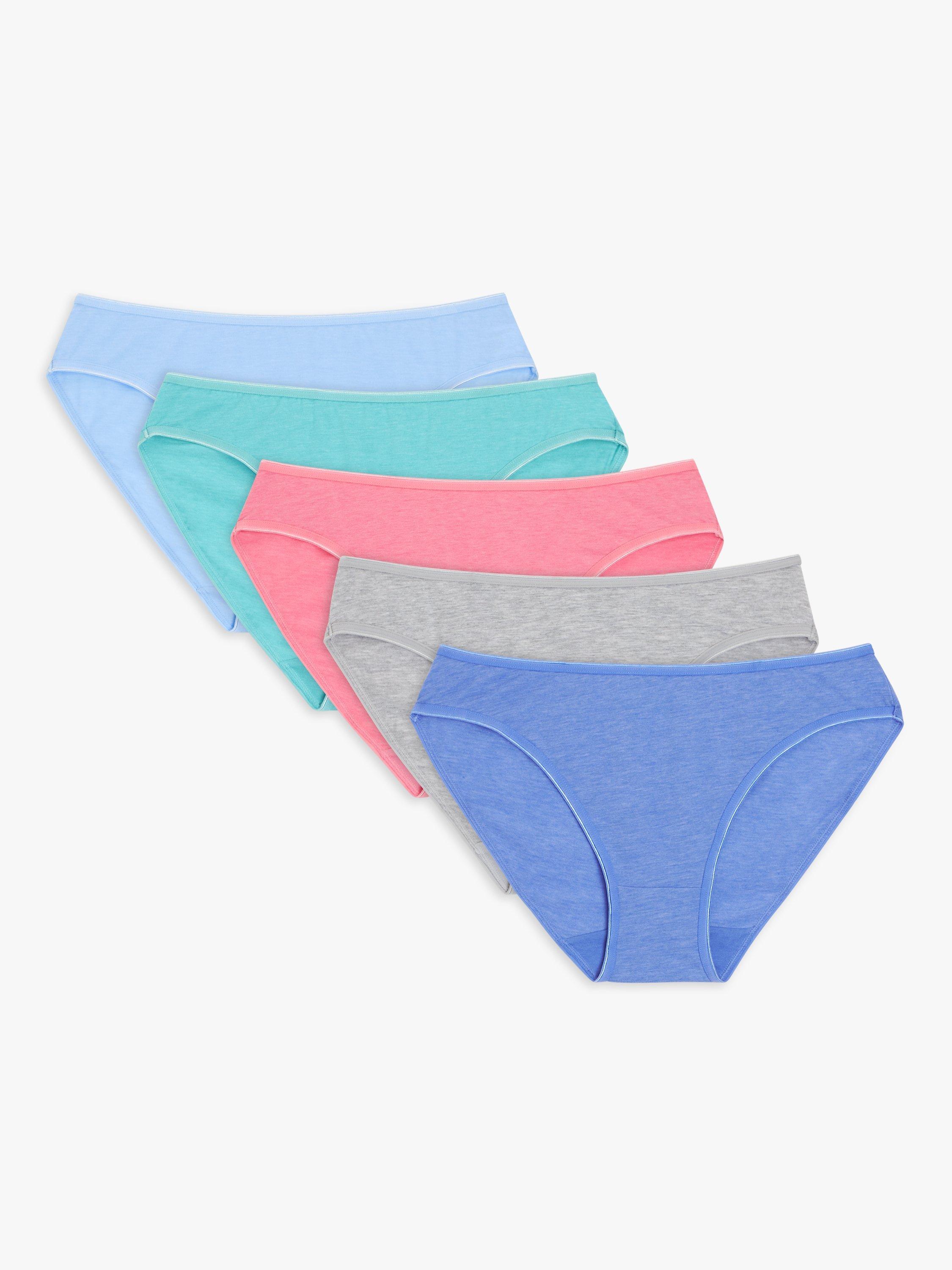 Product image 1 of 4, which shows John Lewis Plain Bikini Briefs, Pack of 5, Multi, 18