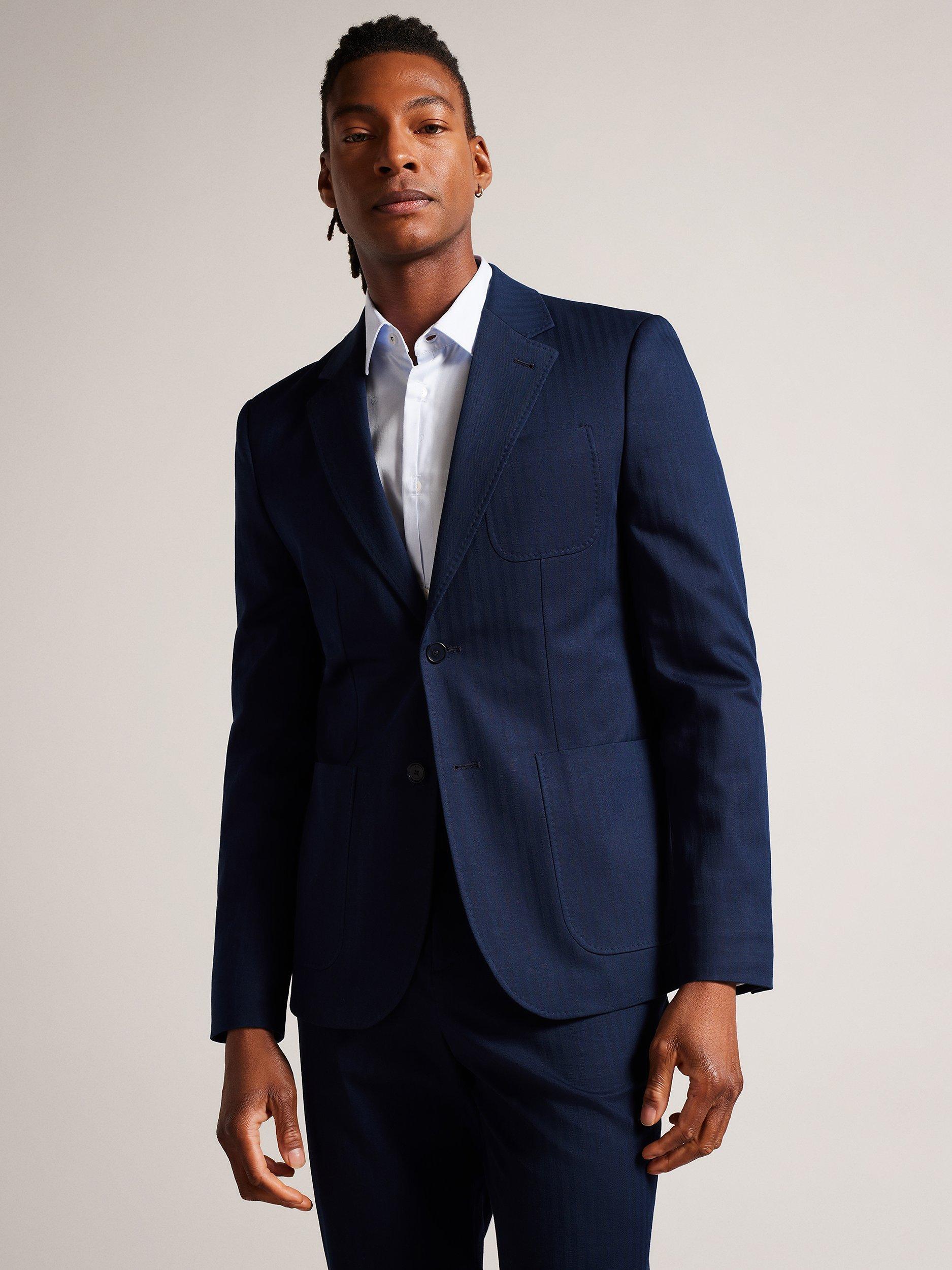 Ted Baker Shakerj Slim Fit Cotton Linen Jacket, Navy