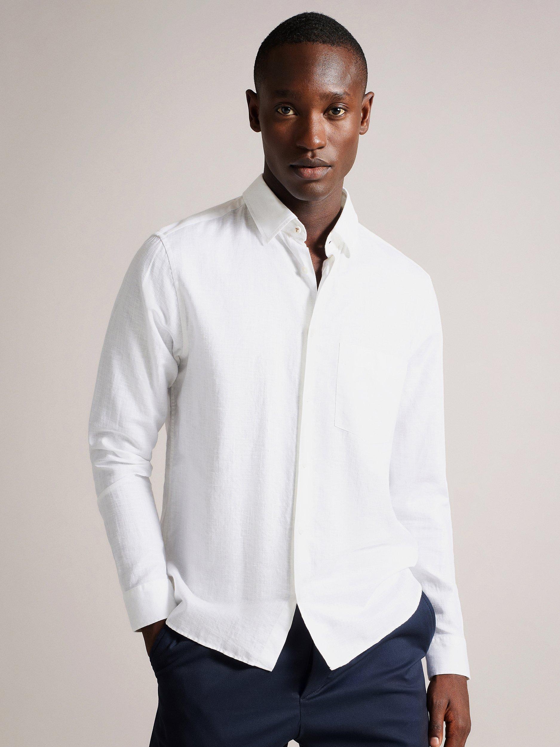 Ted Baker Kingwel Regular Fit Linen Blend Shirt, White