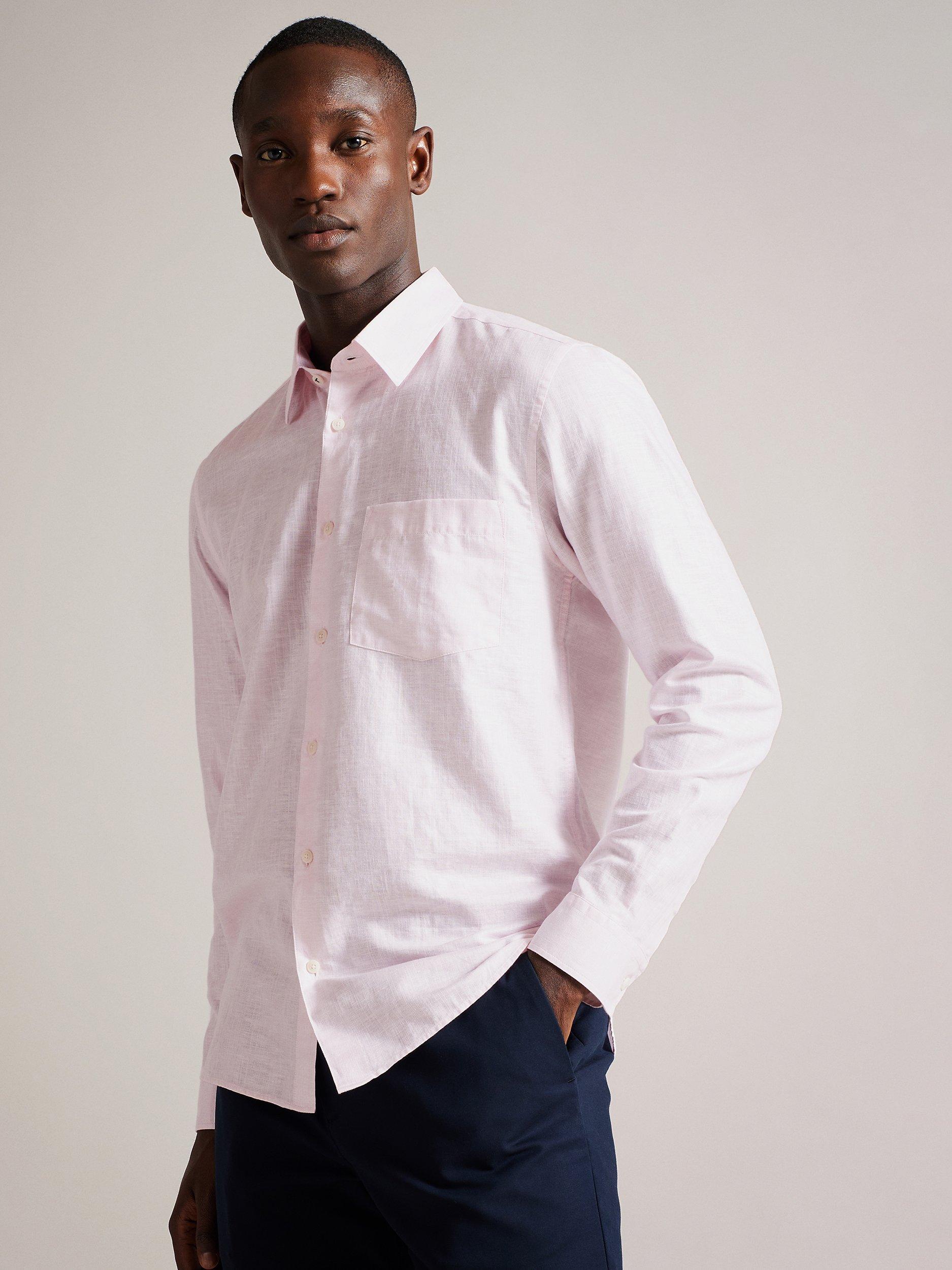 Ted Baker Kingwel Regular Fit Linen Blend Shirt, Light Pink