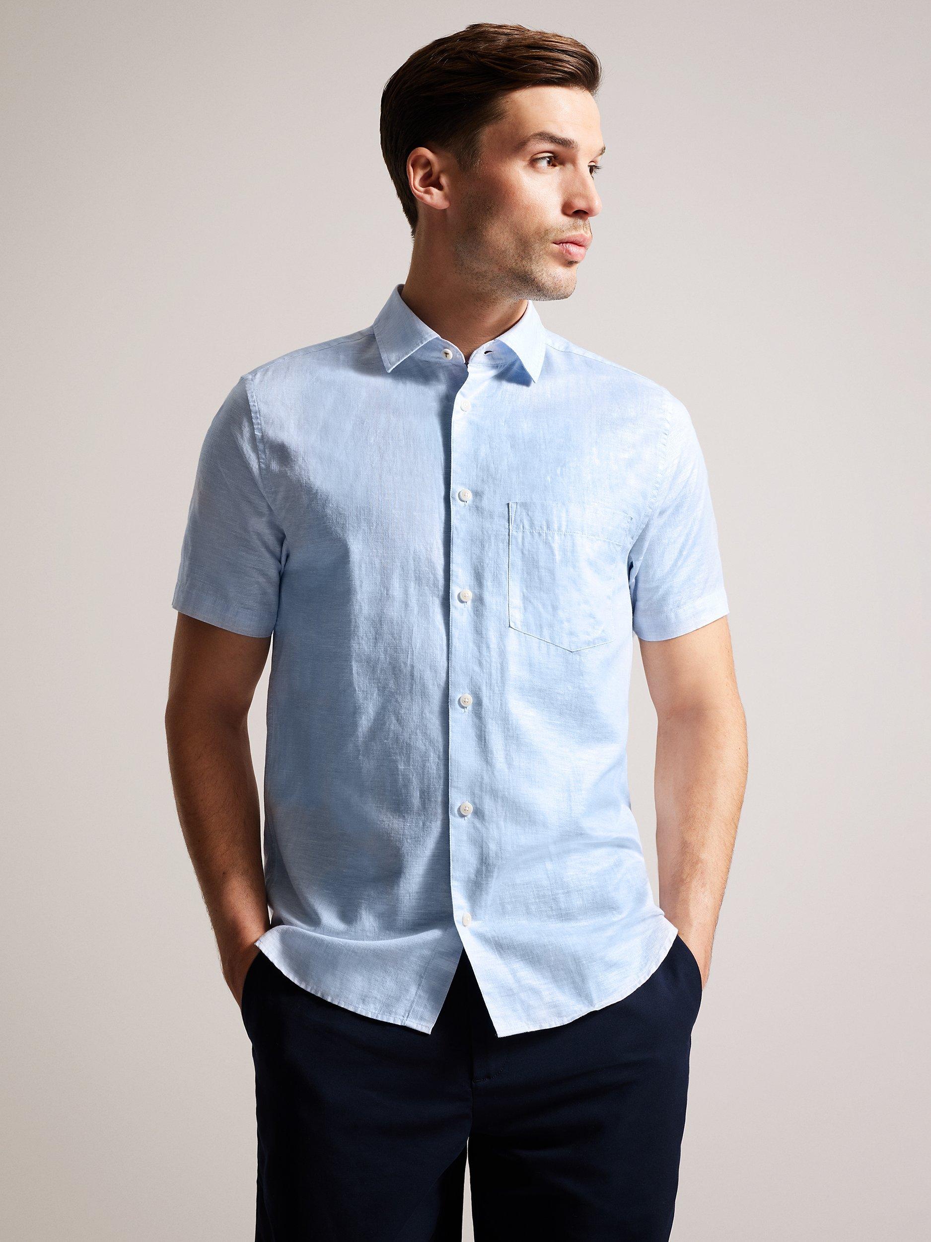 Ted Baker Kingfrd Linen Shirt, Light Blue