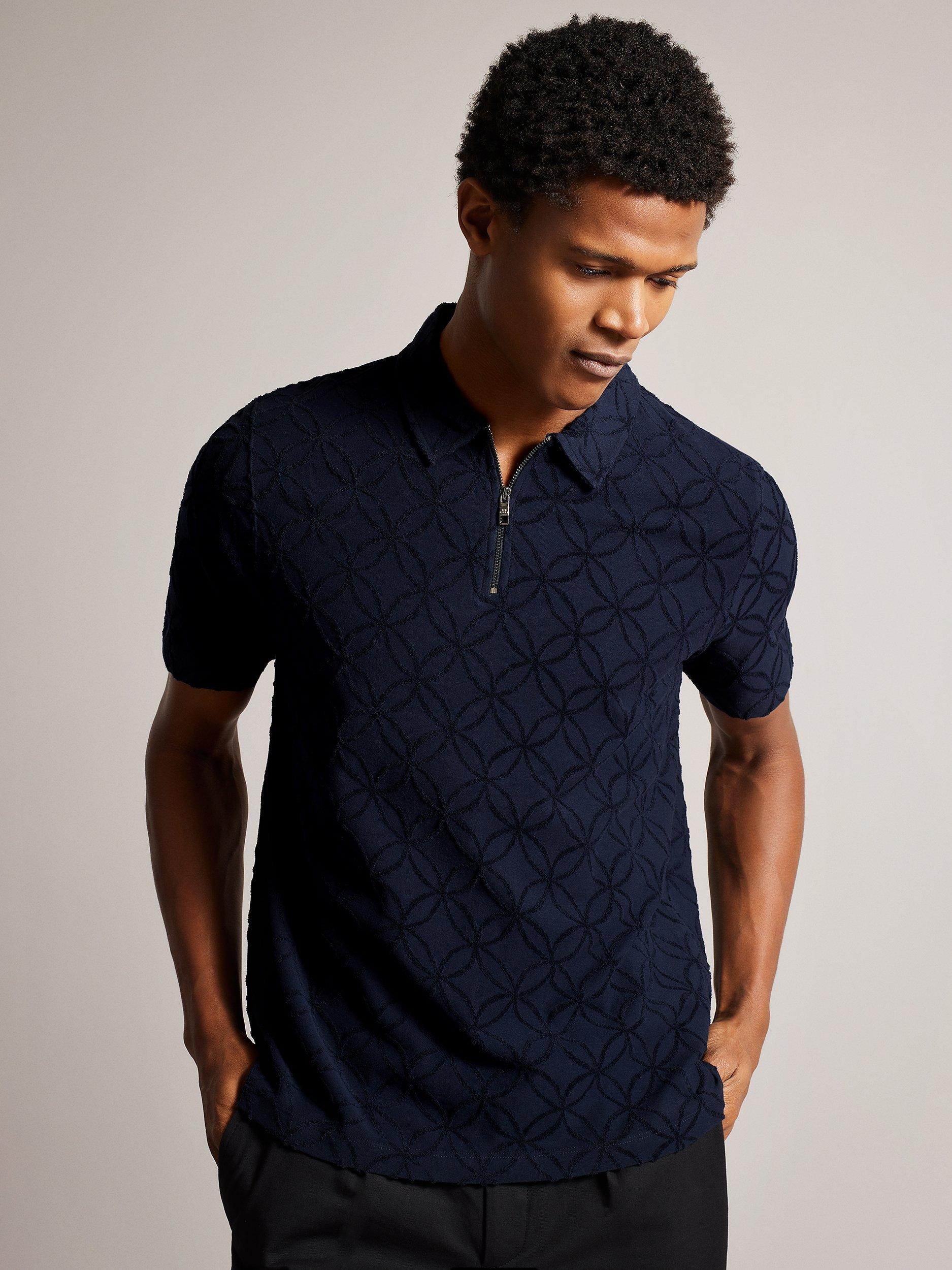 Ted Baker Maroc Textured Polo Shirt, Navy
