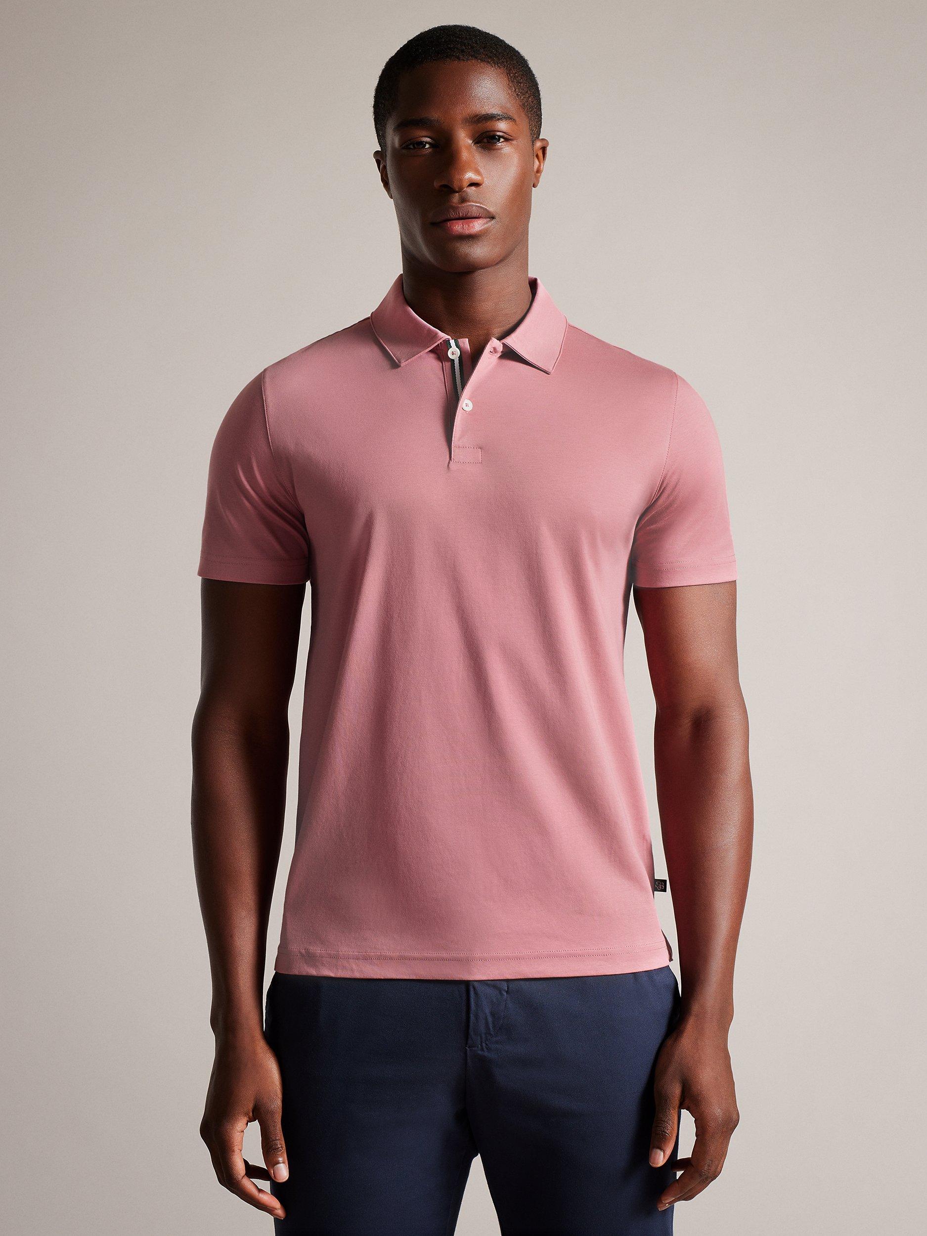 Ted Baker Zeiter Jersey Polo Short Sleeve Shirt, Mid-pink