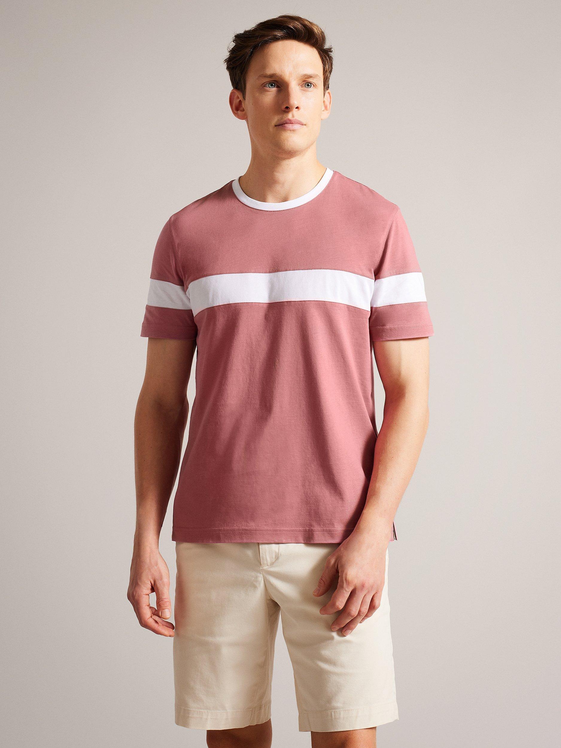 Ted Baker Trez Chest Stripe T-Shirt, Mid-pink