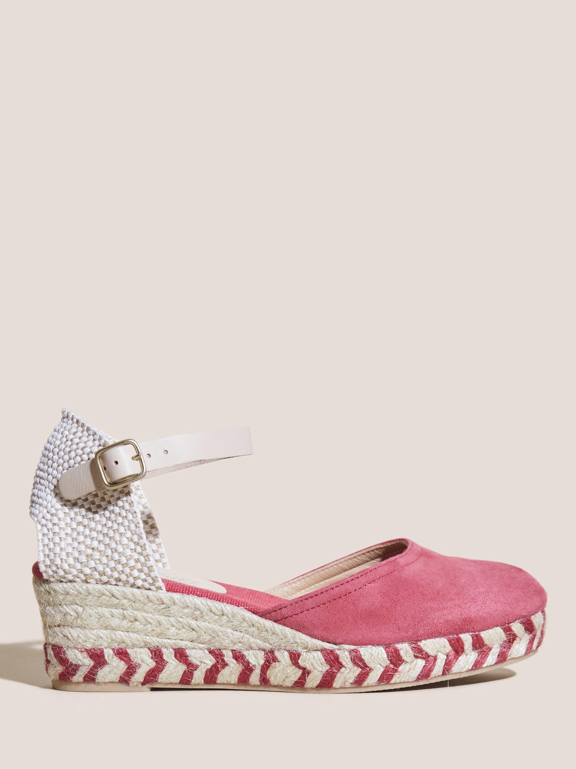 White Stuff Suede Espadrille Wedge Heel Sandals, Pink