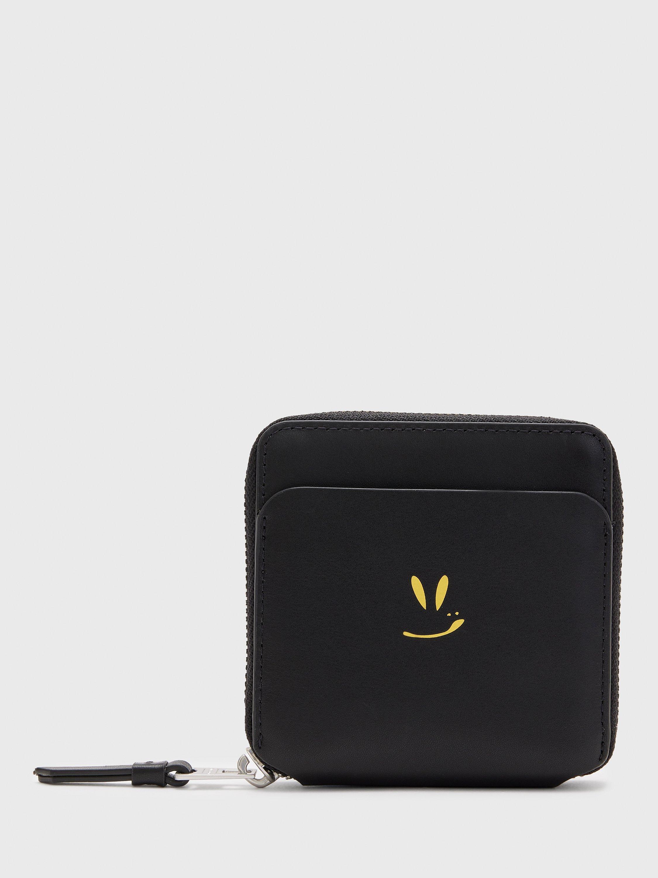 AllSaints Smile Zip Around Leather Wallet, Black