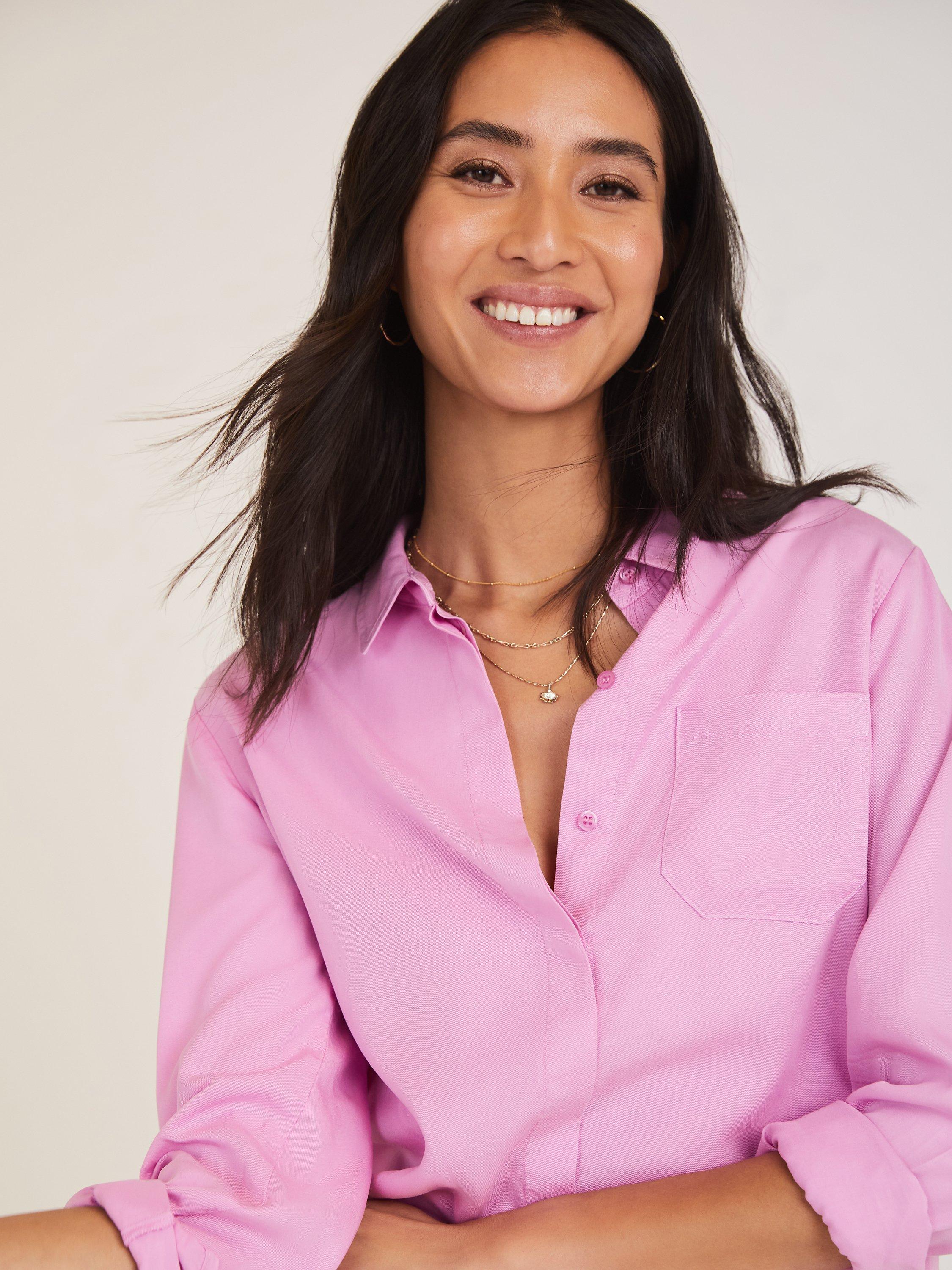 Baukjen Lillith Long Sleeve Tencel Shirt, Wild Rose