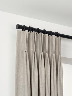 John Lewis Select Curtain Pole with Rings and Stud Finial, Wall Fix, Dia.25mm, Satin Soft Black
