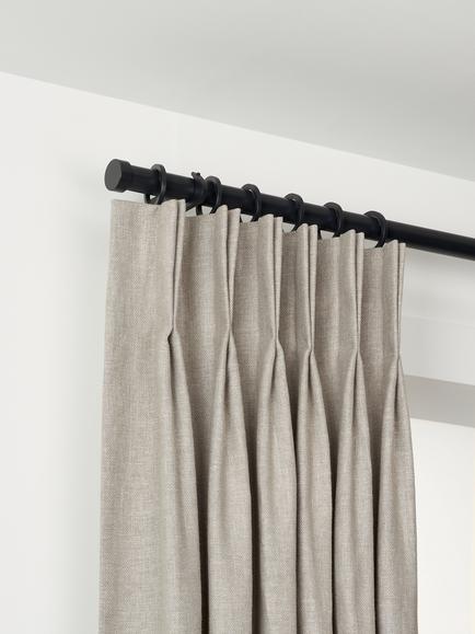 John Lewis Made to Order Select Curtain Pole with Rings and Stud Finial, Wall Fix, Dia.25mm, Satin Soft Black