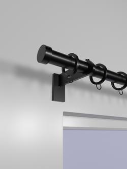 John Lewis Select Curtain Pole with Rings and Stud Finial, Wall Fix, Dia.25mm - view 2, Satin Soft Black