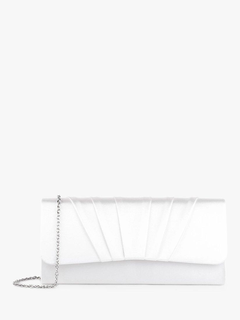 Product image 1 of 1, which shows Paradox London Darrah Satin Clutch Bag, Ivory
