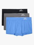 JustWears Pro Trunks, Pack of 3, Blue/Grey/Black