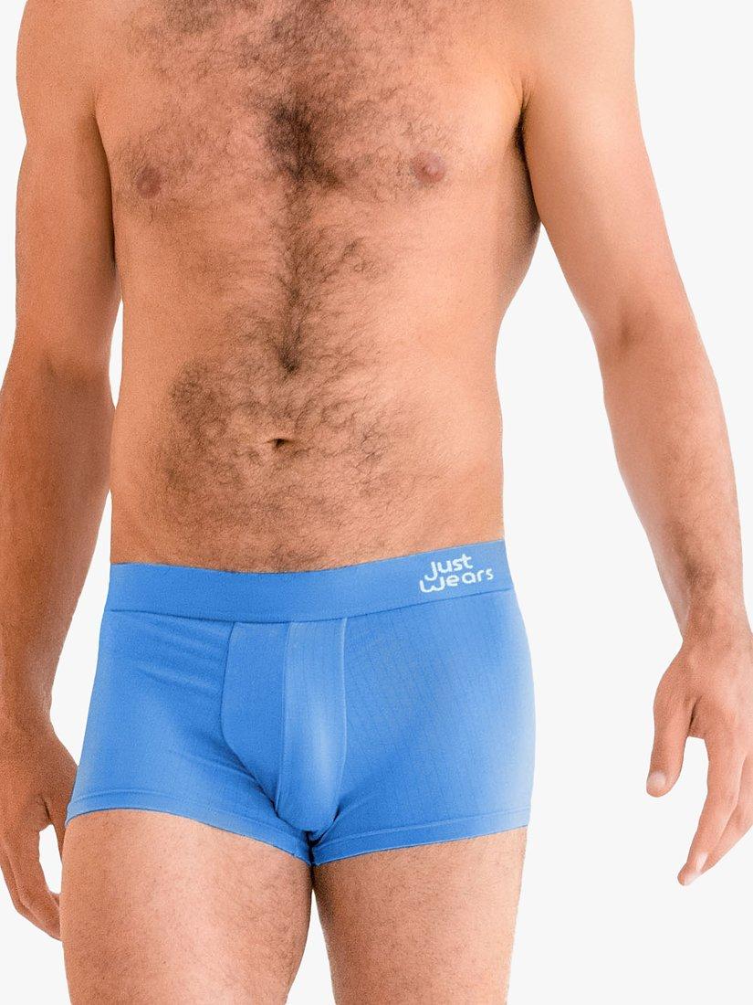 Product image 2 of 6, which shows JustWears Active Trunks, Pack of 9, Blue/Grey/Black, S
