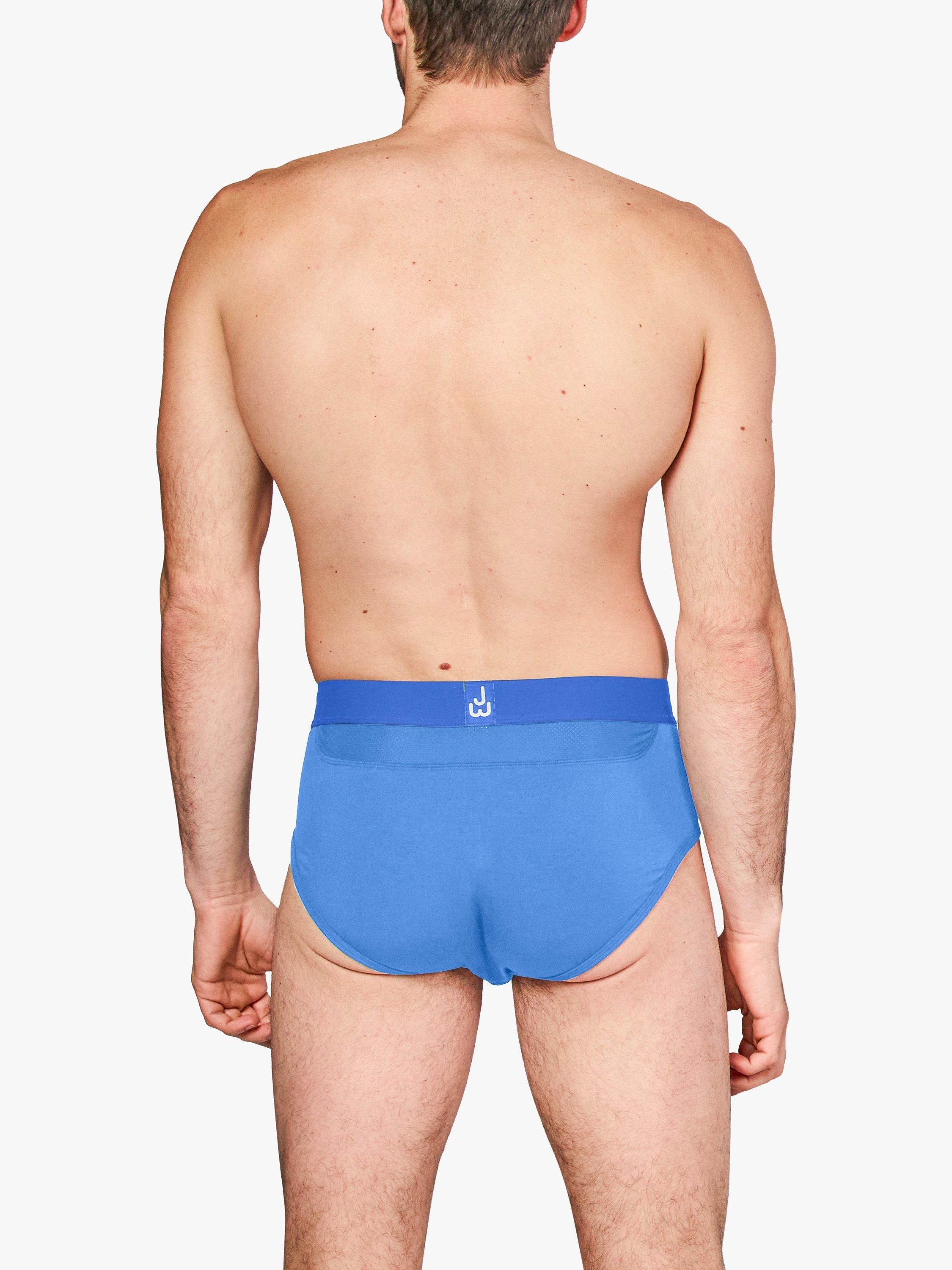 Product image 4 of 7, which shows JustWears Pro Briefs, Pack of 6, Blue/Grey/Black, S
