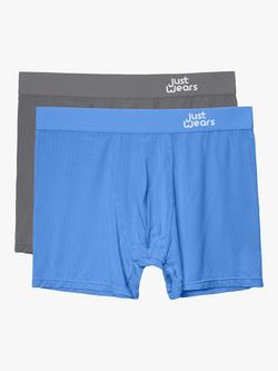 JustWears Boxers, Pack of 2, Blue/Grey
