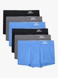 JustWears Pro Trunks, Pack of 6, Blue/Grey/Black