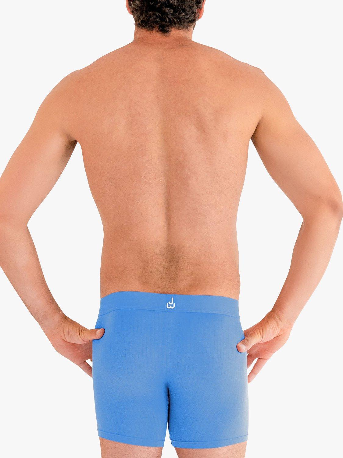 Product image 3 of 5, which shows JustWears Active Boxers, Pack of 3, Blue/Grey/Black, S