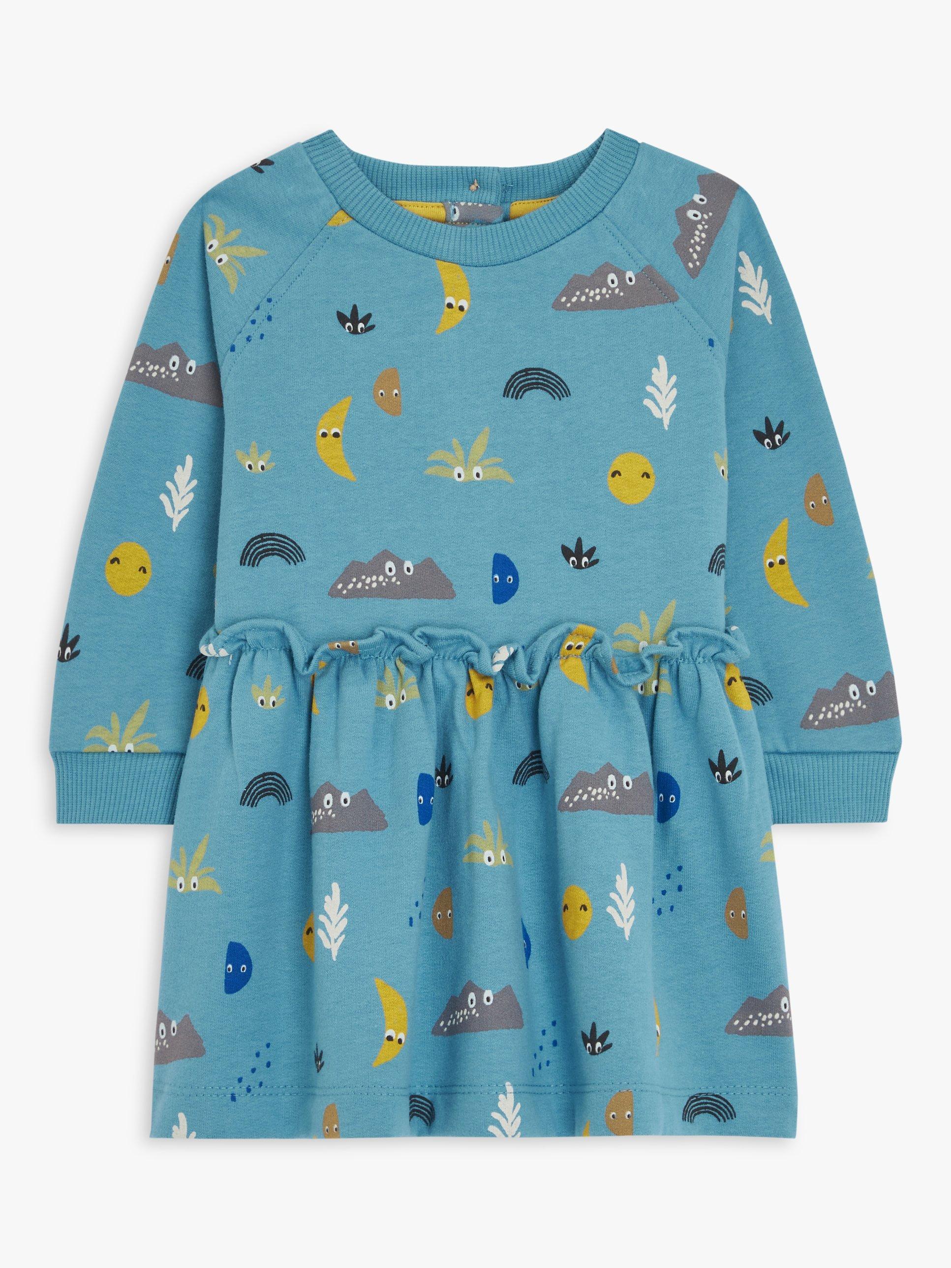 John Lewis Baby Monster Print Sweatshirt Dress, Multi