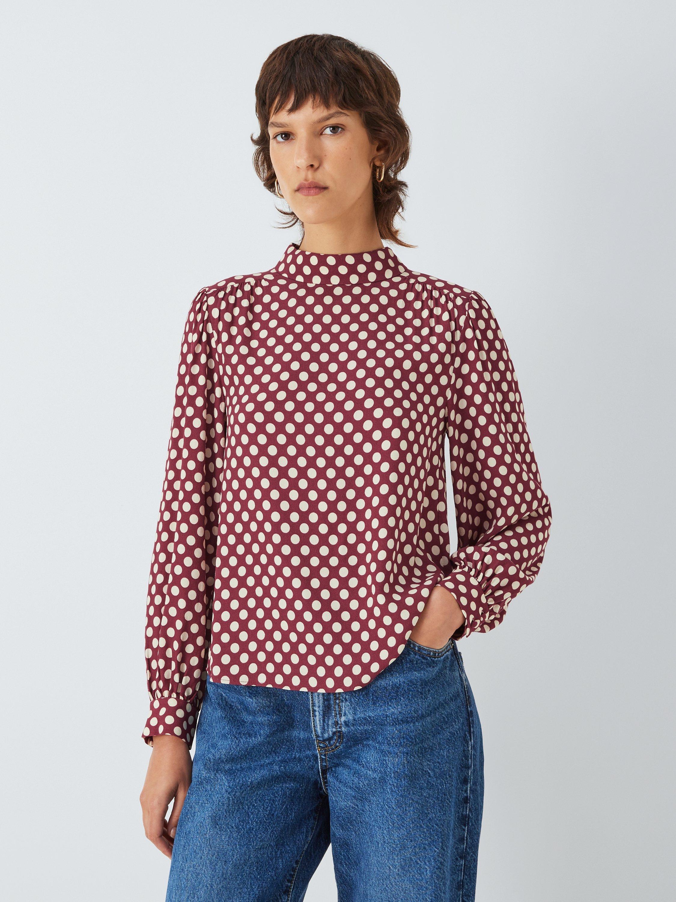 John Lewis Spot Print High Neck Blouse