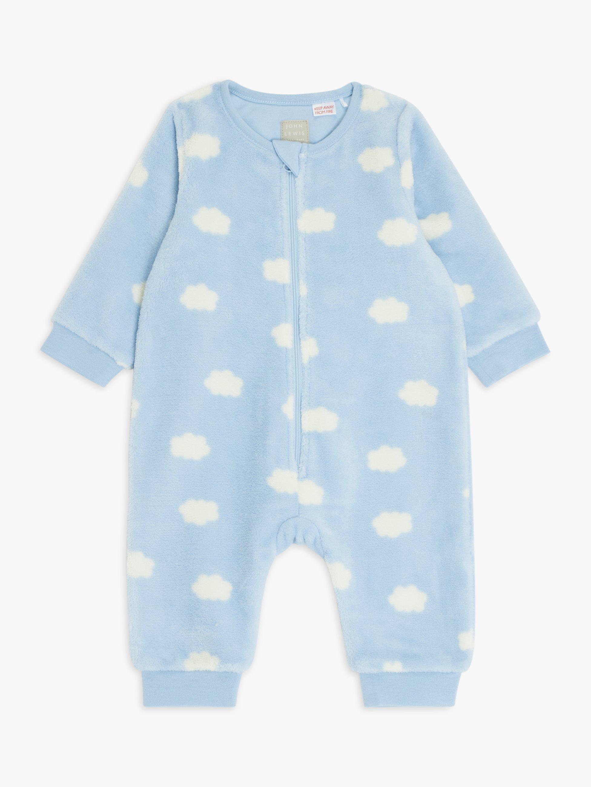 John Lewis Baby AOP Cloud Fleece Onesie, Blue