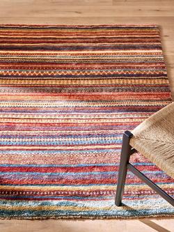 John Lewis Khurjeen Stripe Rug, Multi - view 2, Multi