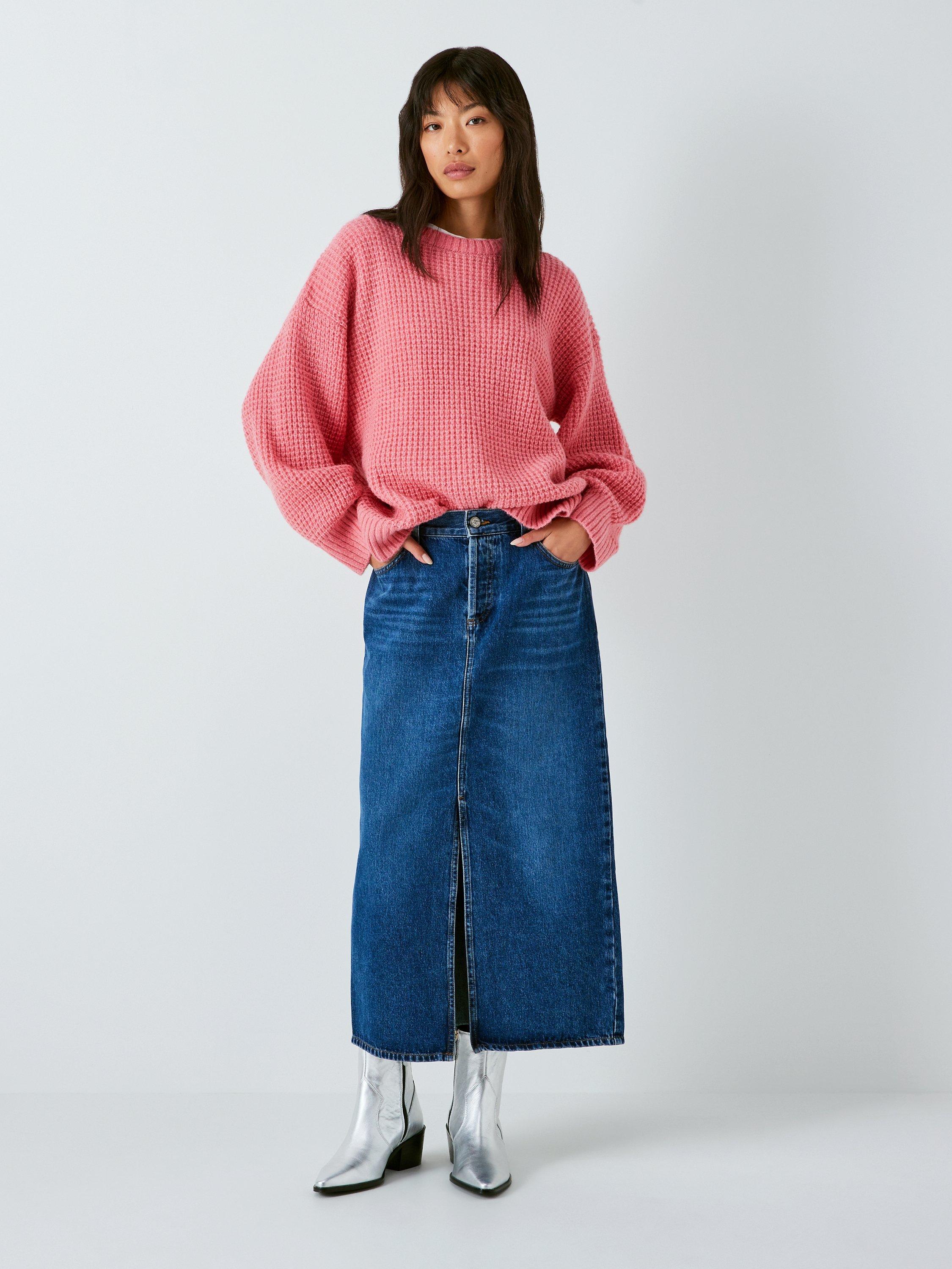 AND/OR Iris Wool Blend Oversized Jumper, Pink, £59.00