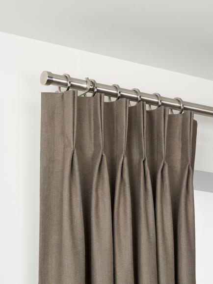 John Lewis Select Curtain Pole with Rings and Stud Finial, Wall Fix, Dia.25mm, Brushed Steel