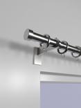 John Lewis Select Curtain Pole with Rings and Stud Finial, Wall Fix, Dia.25mm, Brushed Steel