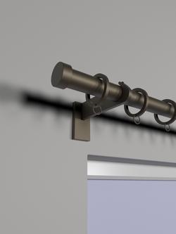 John Lewis Select Curtain Pole with Rings and Stud Finial, Wall Fix, Dia.25mm - view 2, Satin Antique Brass